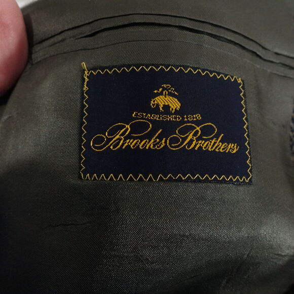 VINTAGE BROOKS BROTHERS USA MADE TWEED HERRINGBONE SPOT COAT MENS SZ 46R 46 REG - Picture 7 of 8